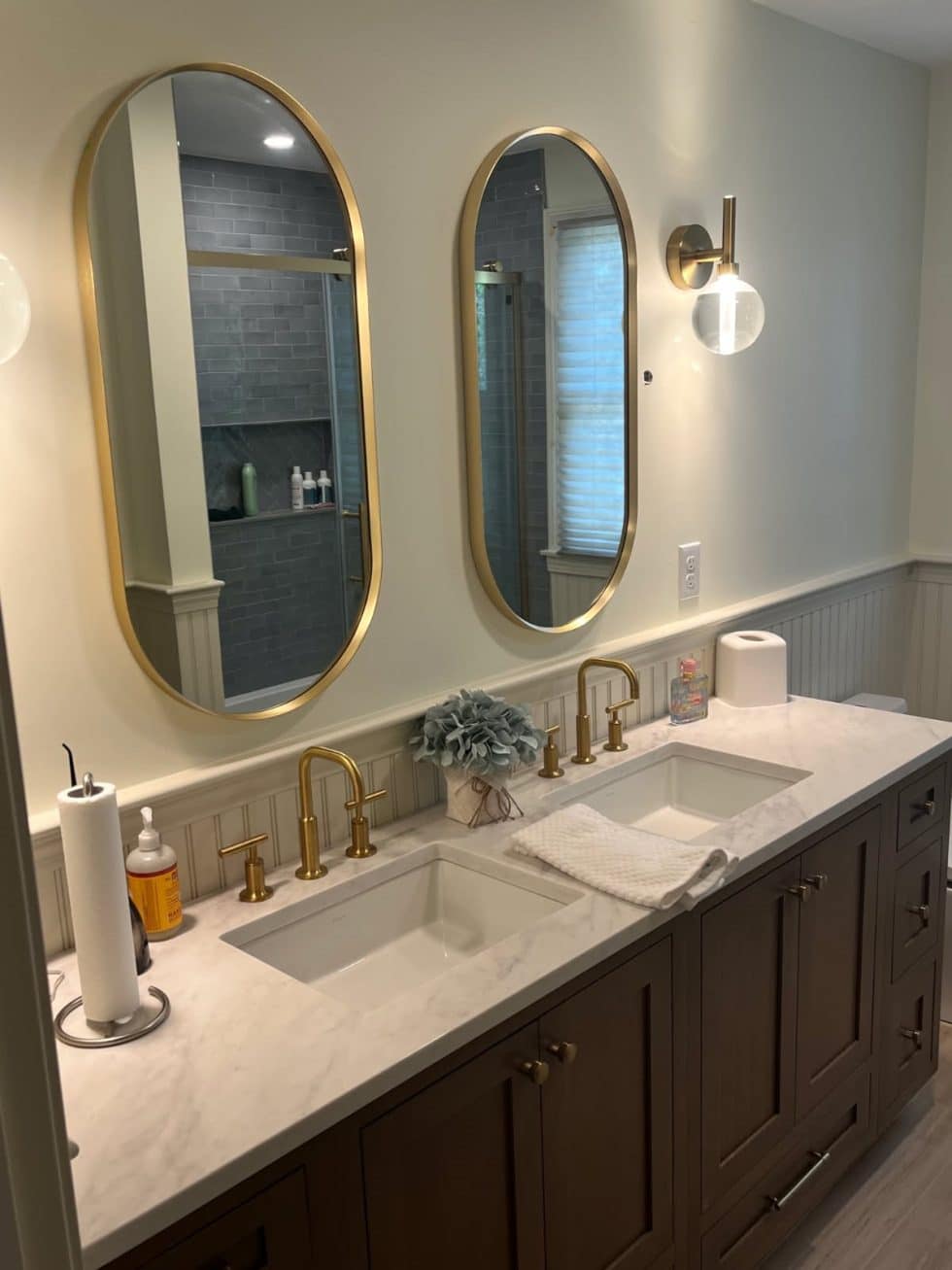 burlington ma double vanity bathroom remodel